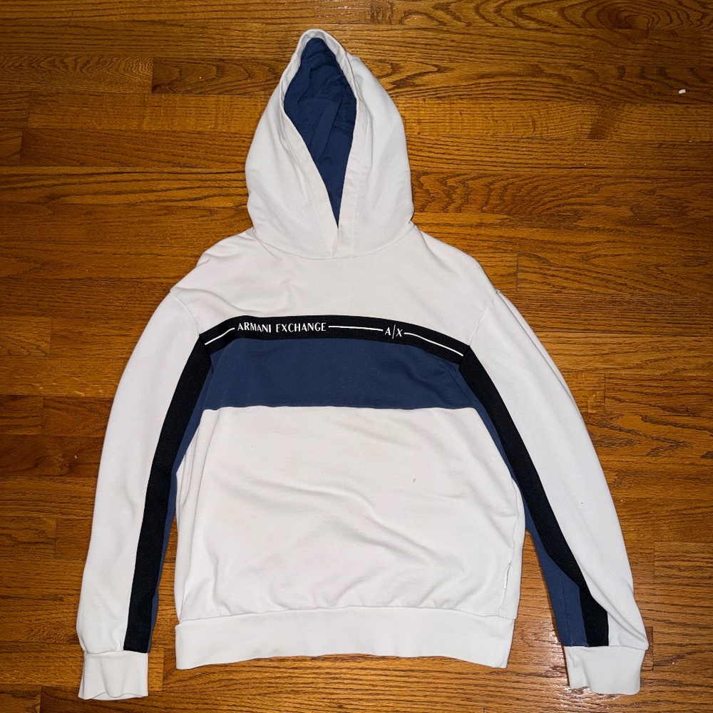 A|X Armani Exchange Men's Medium Colorblocked Hoodie with Ribbon Detail